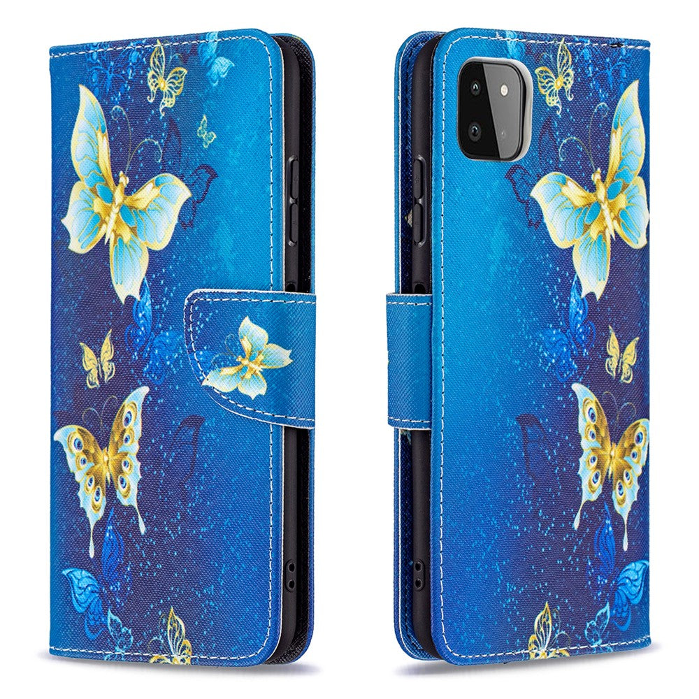 Wallet Stand Design Pattern Printing Flip Leather Phone Case Shell for Samsung Galaxy A22 5G (EU Version)