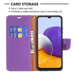 Ensfarvet Litchi-tekstur Wallet Stand Lædercover med Rem til Samsung Galaxy A22 5G (EU Version)
