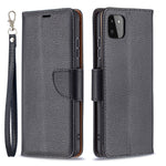 Ensfarvet Litchi-tekstur Wallet Stand Lædercover med Rem til Samsung Galaxy A22 5G (EU Version)