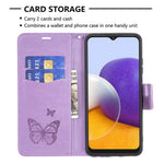 Læderpung-etui med sommerfuglemønster til Samsung Galaxy A22 5G (EU-version)