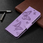 Læderpung-etui med sommerfuglemønster til Samsung Galaxy A22 5G (EU-version)