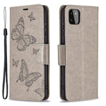 Læderpung-etui med sommerfuglemønster til Samsung Galaxy A22 5G (EU-version)