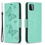 Læderpung-etui med sommerfuglemønster til Samsung Galaxy A22 5G (EU-version)