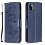 Læderpung-etui med sommerfuglemønster til Samsung Galaxy A22 5G (EU-version)