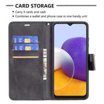 Læderpung-etui med stander og håndrem til Samsung Galaxy A22 5G (EU-version)