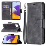 Læderpung-etui med stander og håndrem til Samsung Galaxy A22 5G (EU-version)