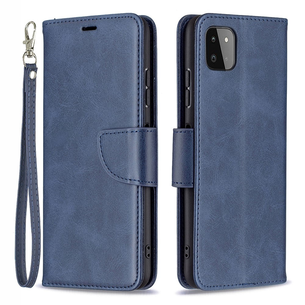 Læderpung-etui med stander og håndrem til Samsung Galaxy A22 5G (EU-version)
