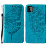 Til Samsung Galaxy A22 5G (EU-version) Imprint Butterfly Læderpung Stativ Etui