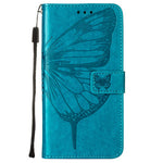 Til Samsung Galaxy A22 5G (EU-version) Imprint Butterfly Læderpung Stativ Etui