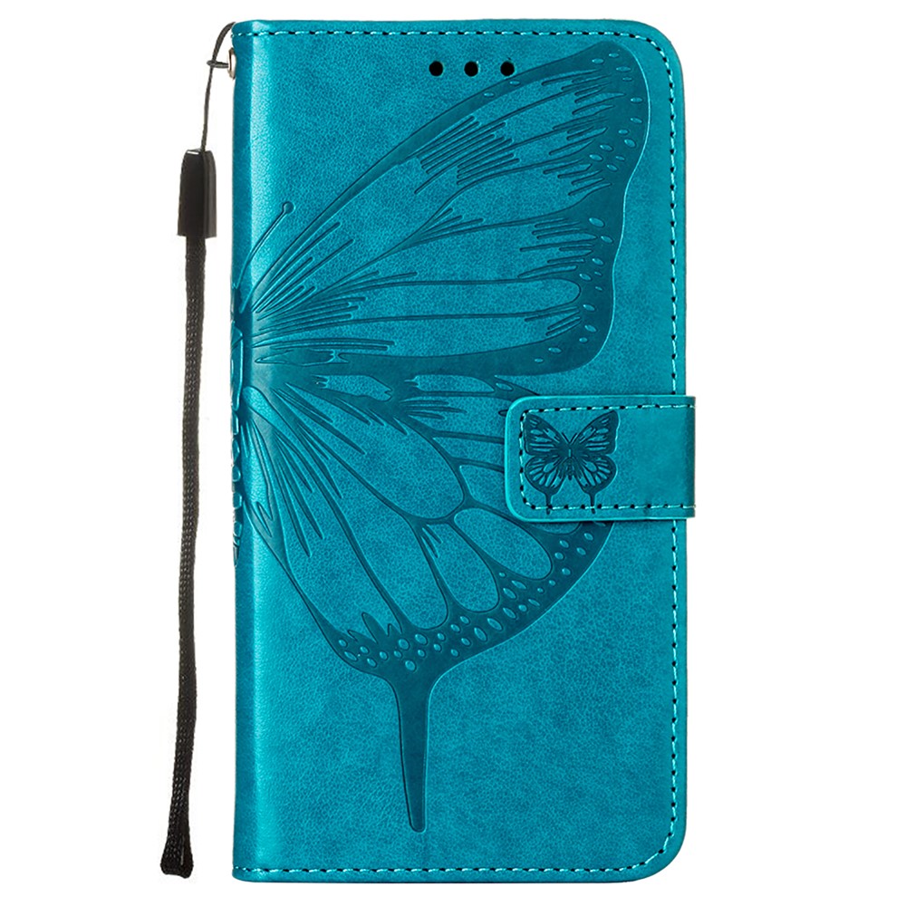 Til Samsung Galaxy A22 5G (EU-version) Imprint Butterfly Læderpung Stativ Etui