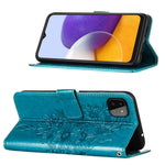 Til Samsung Galaxy A22 5G (EU-version) Imprint Butterfly Læderpung Stativ Etui