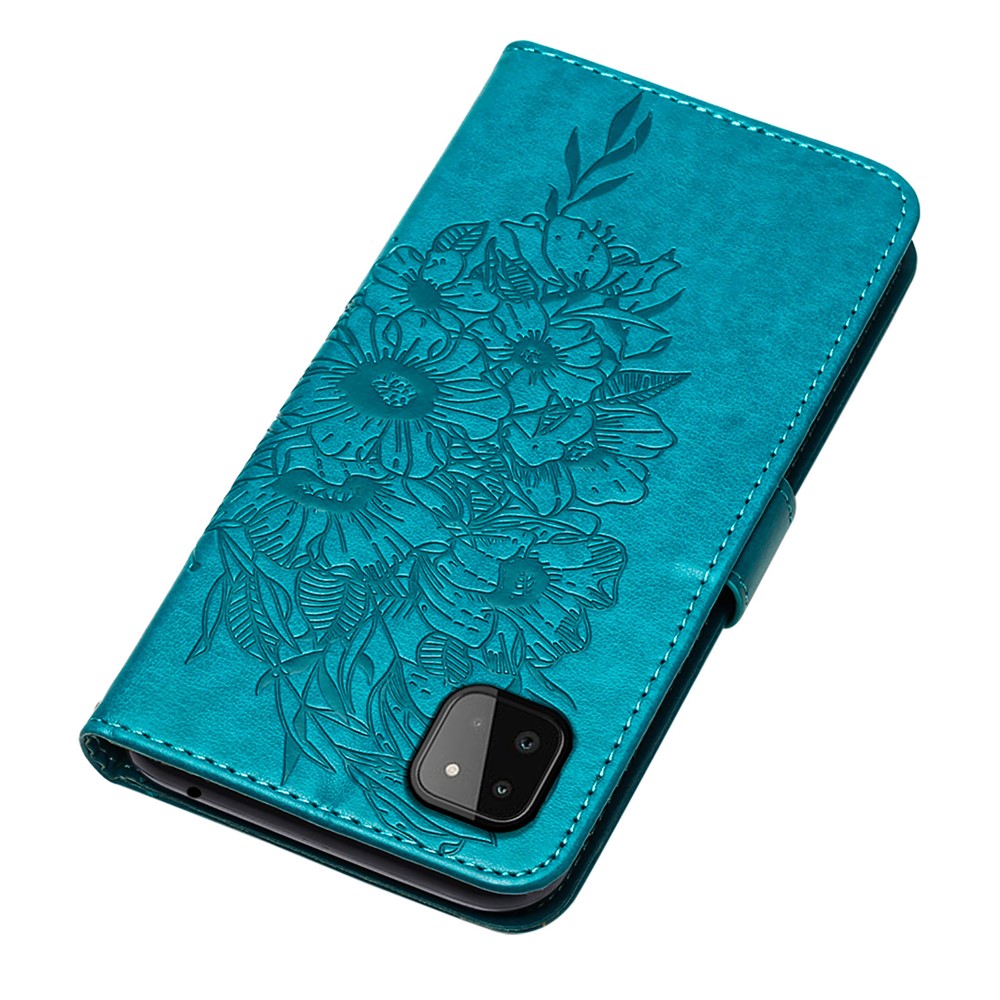 Til Samsung Galaxy A22 5G (EU-version) Imprint Butterfly Læderpung Stativ Etui