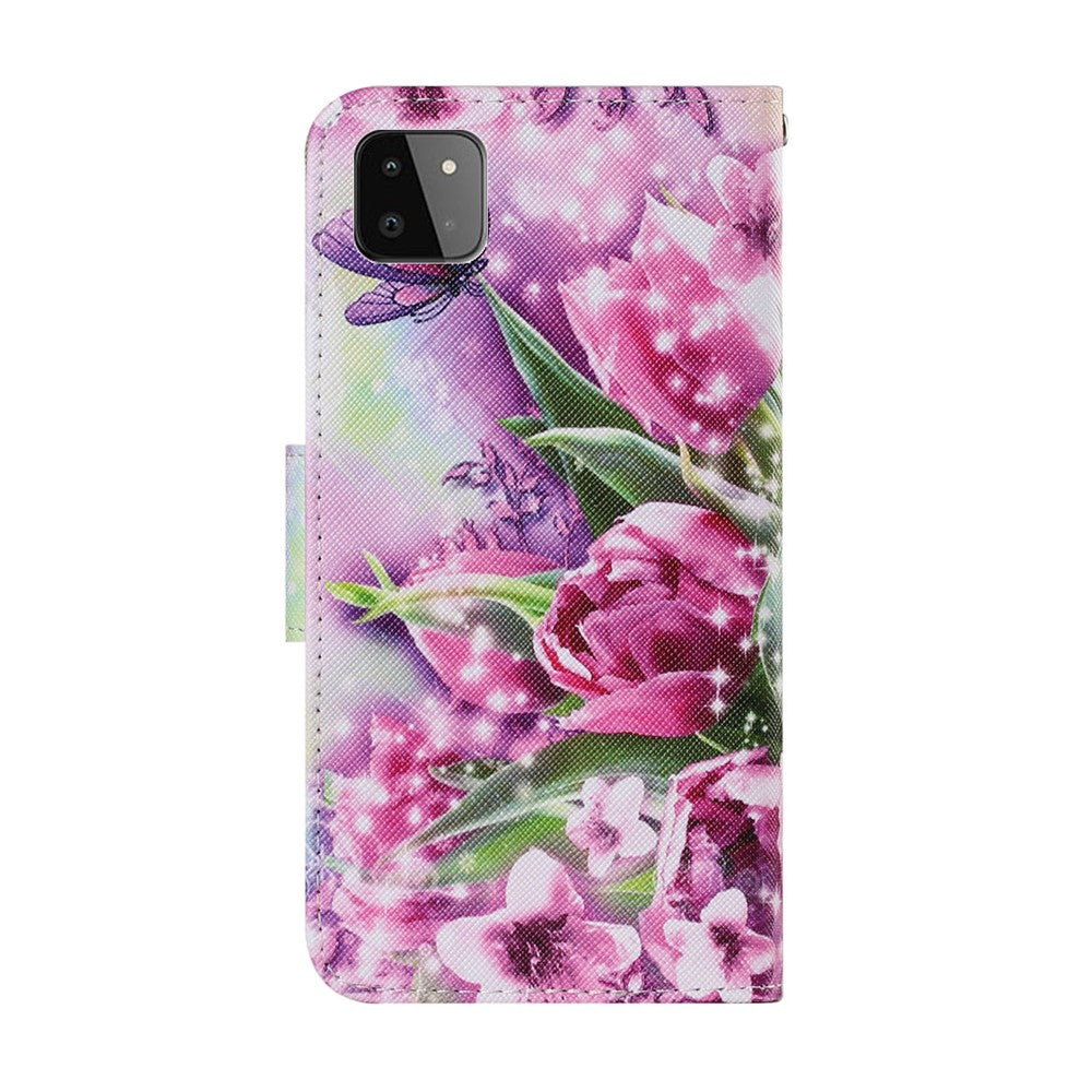 PU-læderpungcover med fuld beskyttelse og stativfunktion [Mønstertrykdesign] til Samsung Galaxy A22 5G (EU-version)