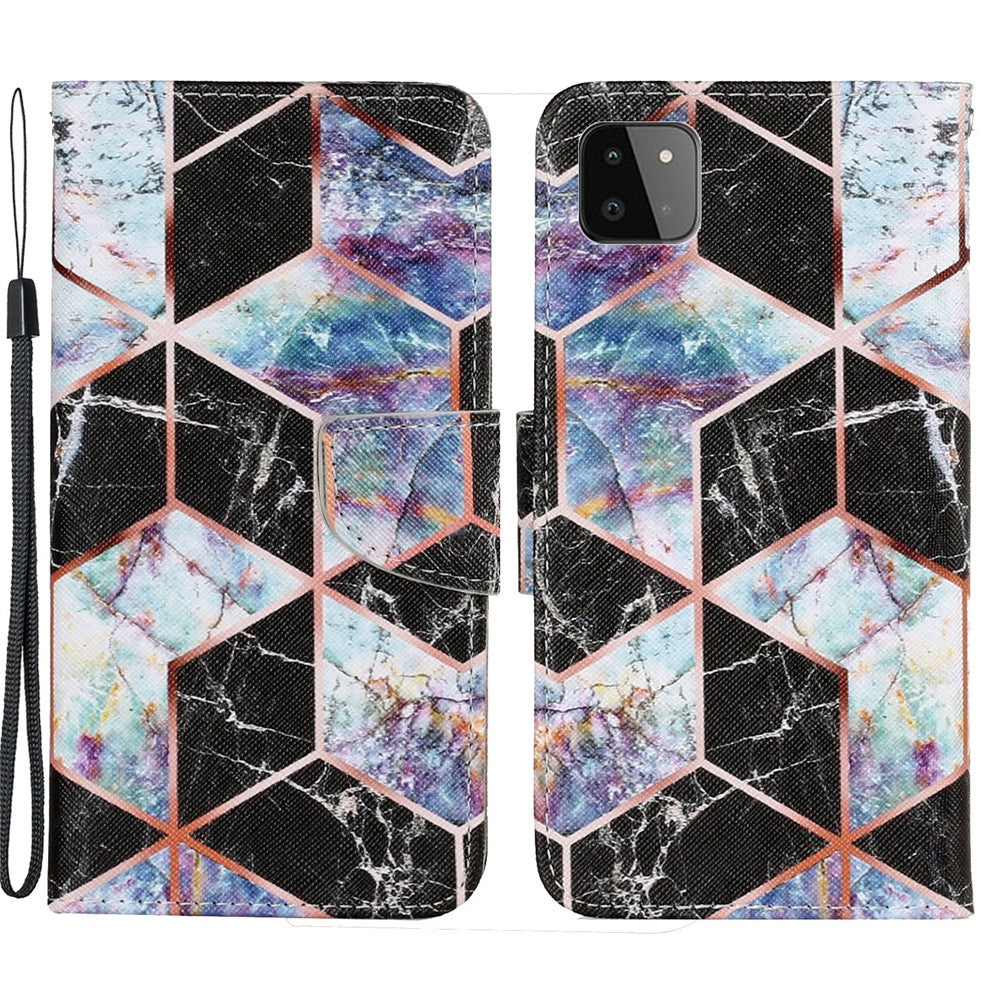 PU-læderpungcover med fuld beskyttelse og stativfunktion [Mønstertrykdesign] til Samsung Galaxy A22 5G (EU-version)