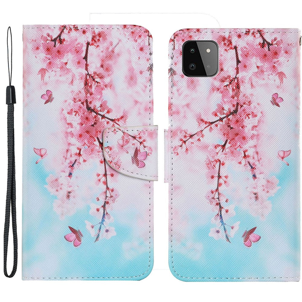 PU-læderpungcover med fuld beskyttelse og stativfunktion [Mønstertrykdesign] til Samsung Galaxy A22 5G (EU-version)