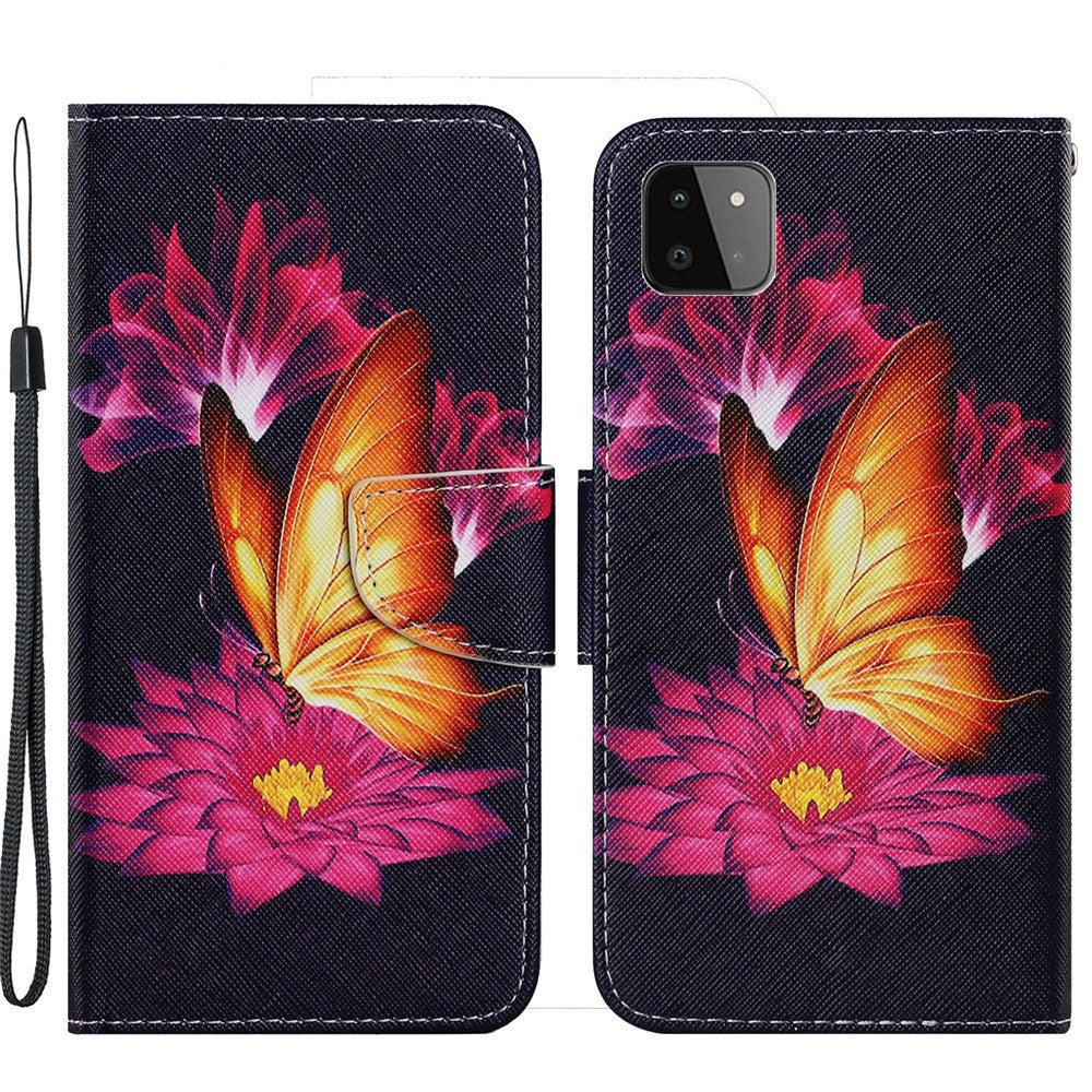 PU-læderpungcover med fuld beskyttelse og stativfunktion [Mønstertrykdesign] til Samsung Galaxy A22 5G (EU-version)