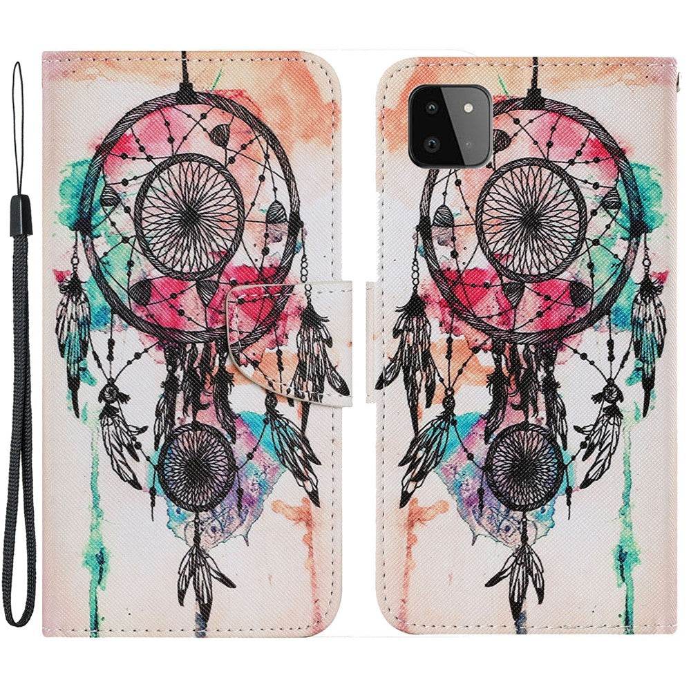 PU-læderpungcover med fuld beskyttelse og stativfunktion [Mønstertrykdesign] til Samsung Galaxy A22 5G (EU-version)