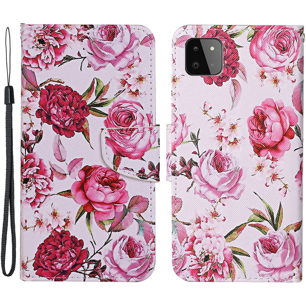 Pattern Printing PU Leather Full Protection Wallet Stand Phone Cover Case for Samsung Galaxy A22 5G (EU Version)
