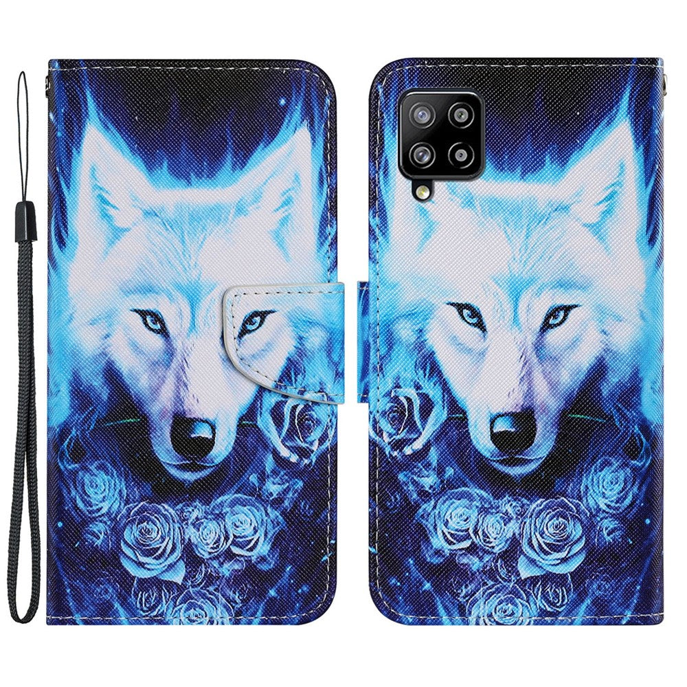 Mønstertryk Læderpung Telefoncover til Samsung Galaxy A22 4G (EU Version)