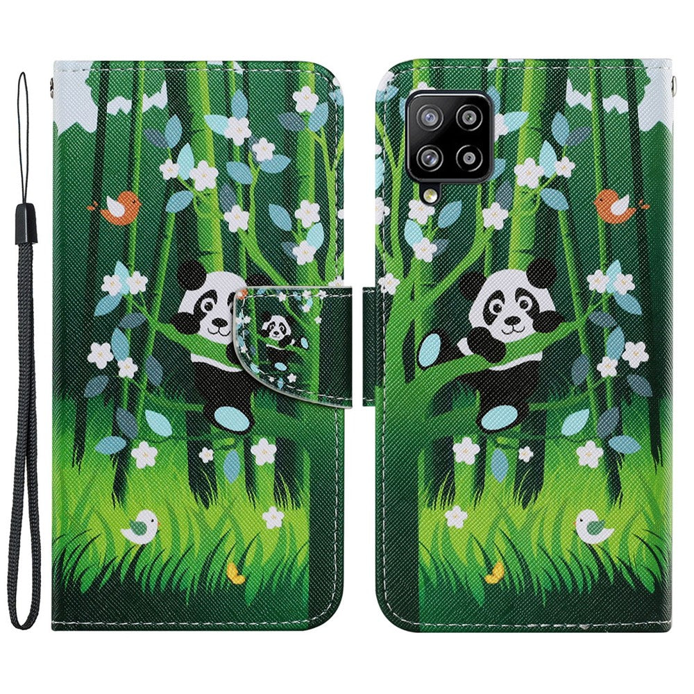 Mønstertryk Læderpung Telefoncover til Samsung Galaxy A22 4G (EU Version)
