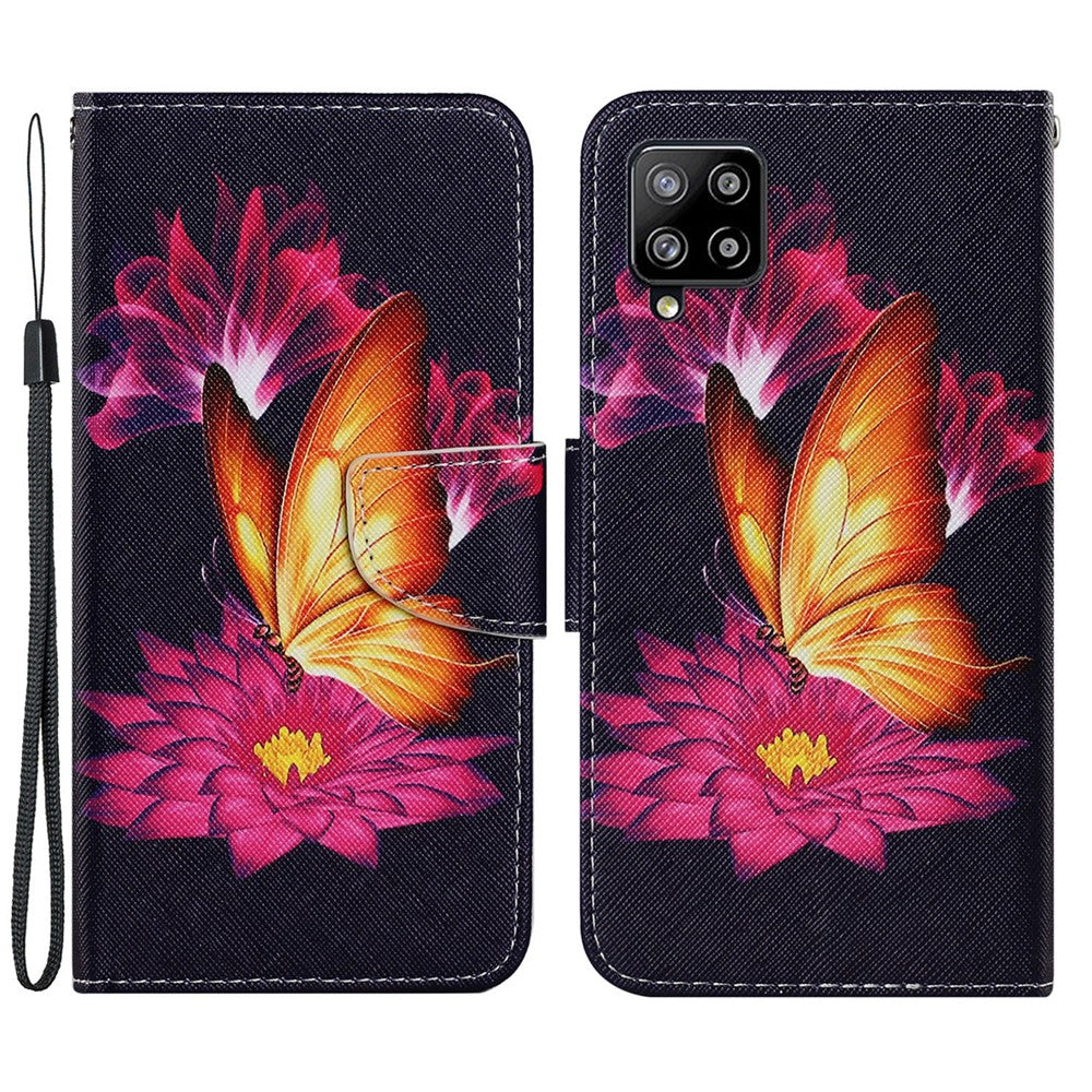 Mønstertryk Læderpung Telefoncover til Samsung Galaxy A22 4G (EU Version)