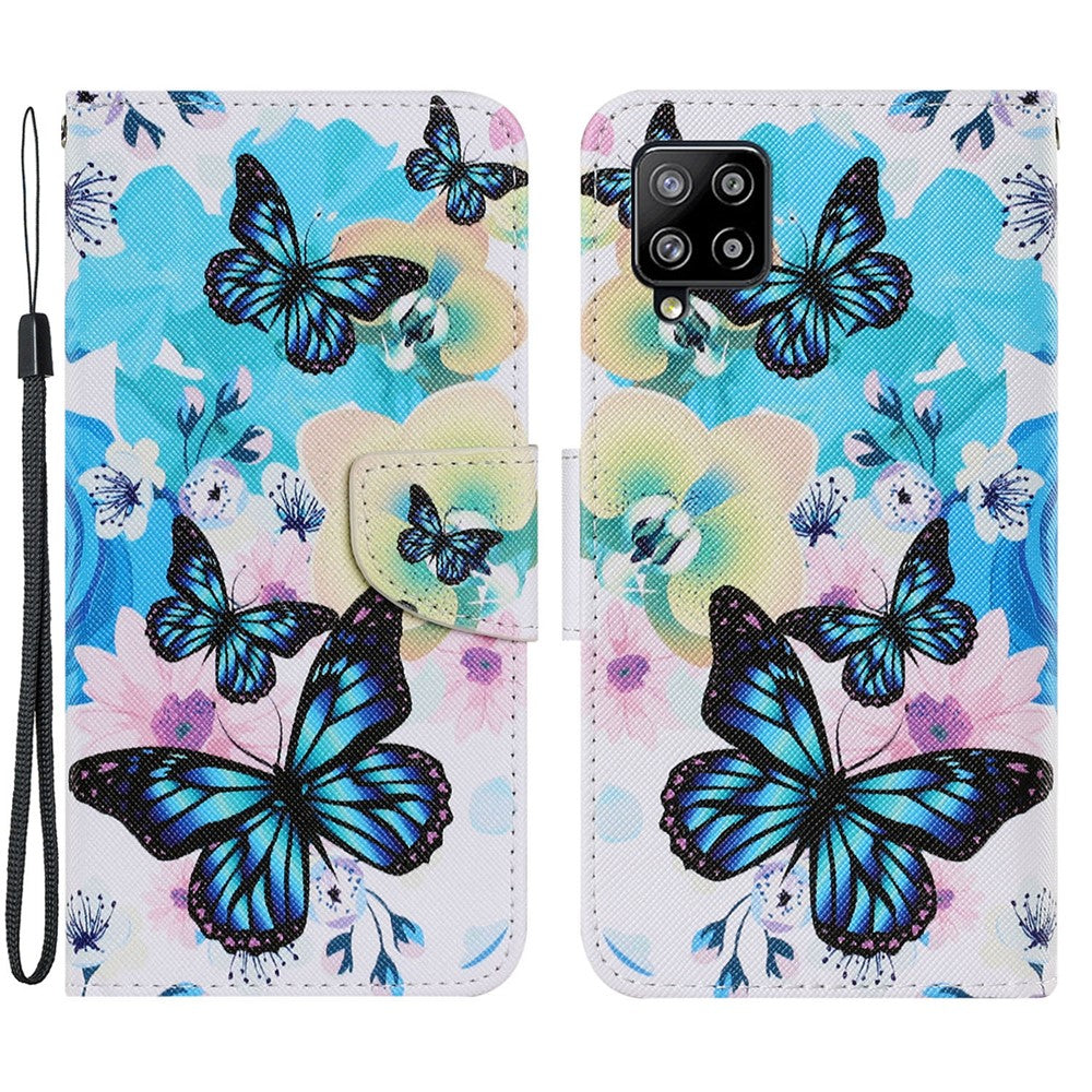 Mønstertryk Læderpung Telefoncover til Samsung Galaxy A22 4G (EU Version)