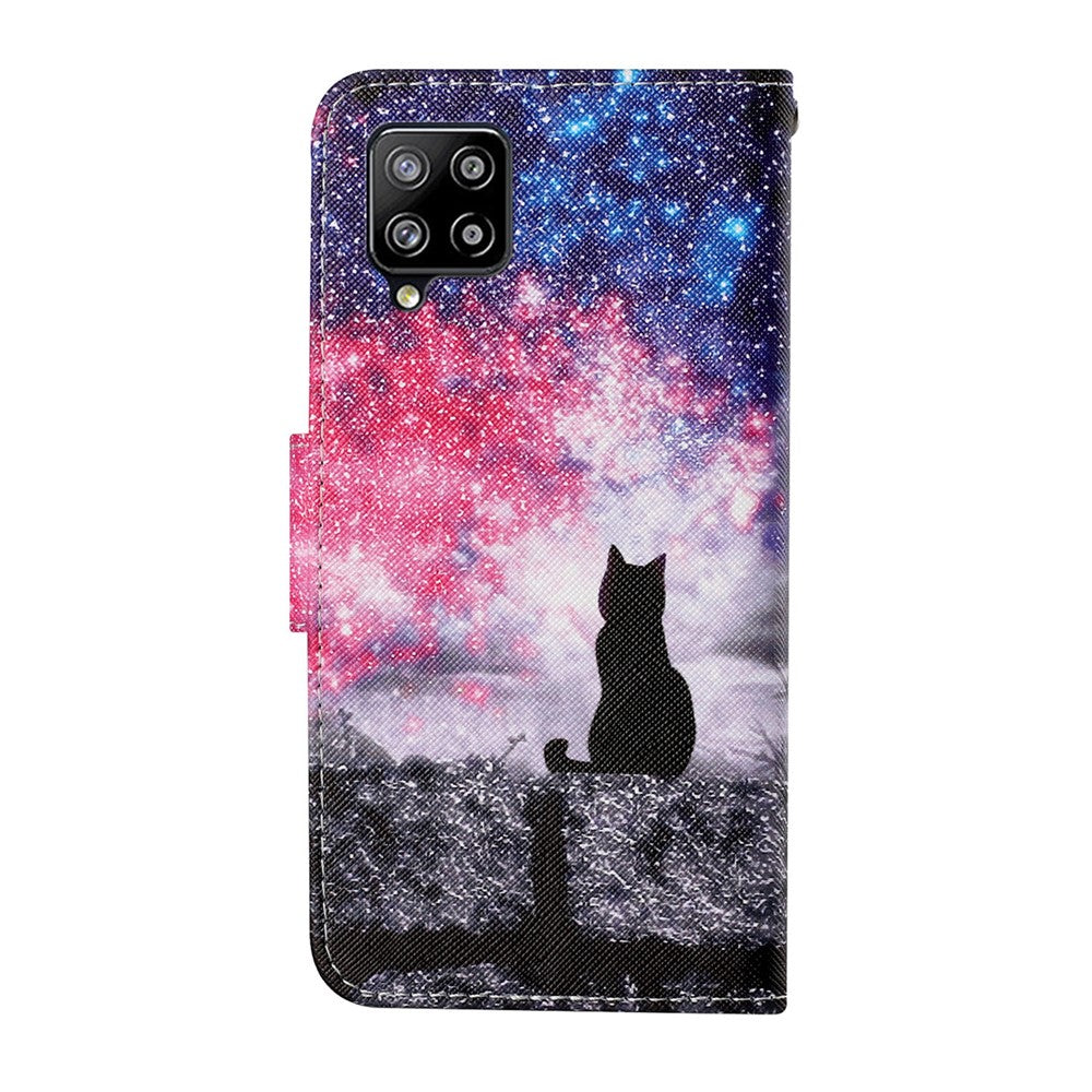 Mønstertrykt PU-lædertelefoncover med krydstekstur til Samsung Galaxy A22 4G (EU-version)