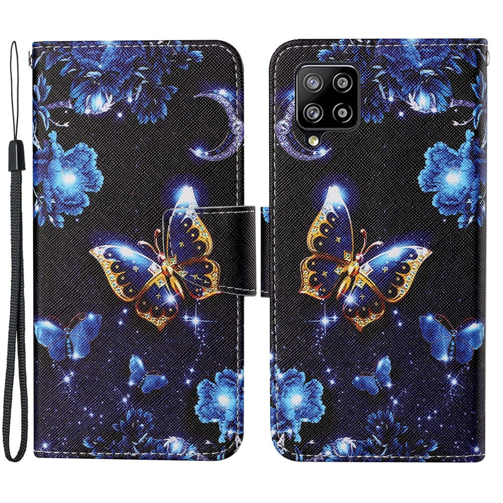 Mønstertrykt PU-lædertelefoncover med krydstekstur til Samsung Galaxy A22 4G (EU-version)