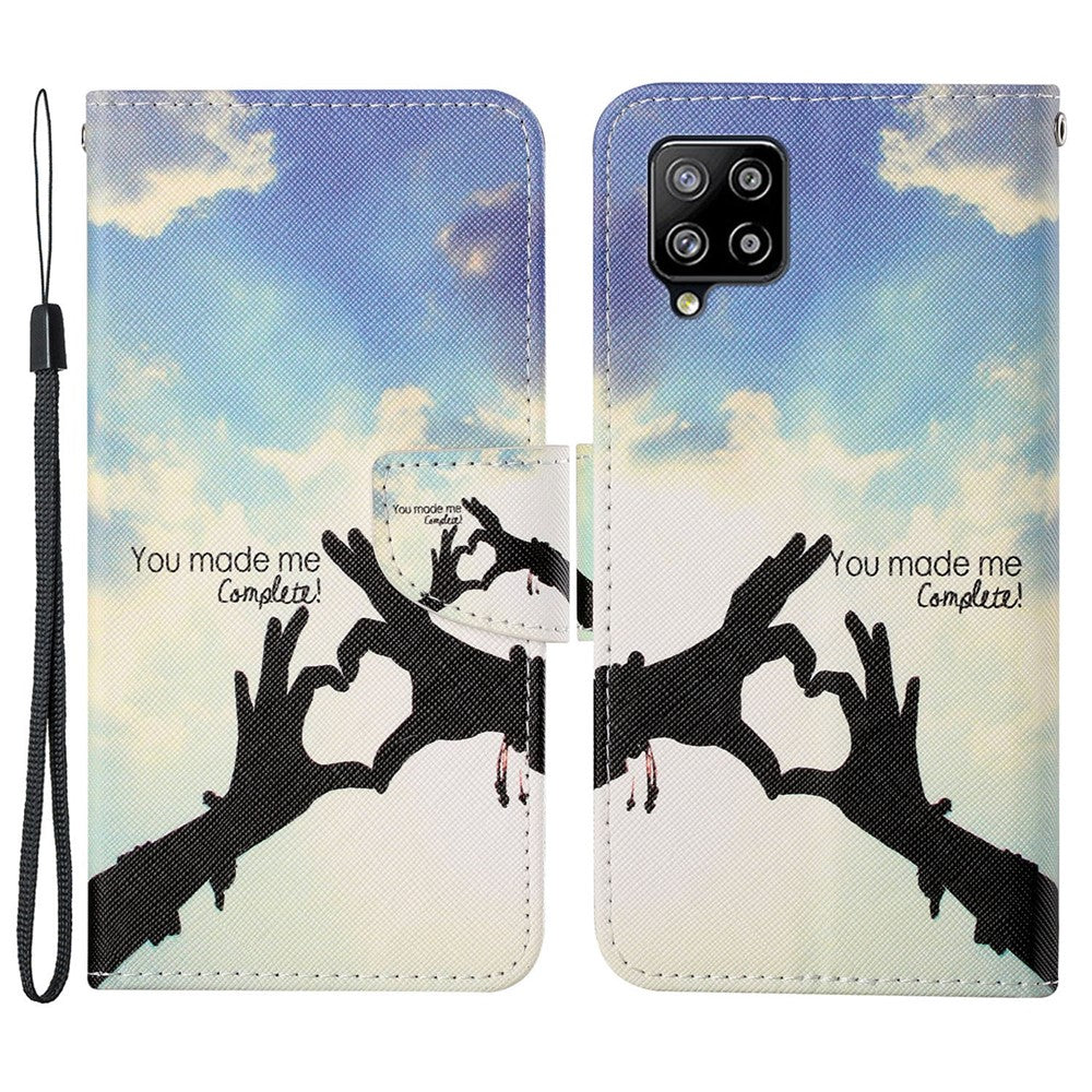Mønstertrykt PU-lædertelefoncover med krydstekstur til Samsung Galaxy A22 4G (EU-version)