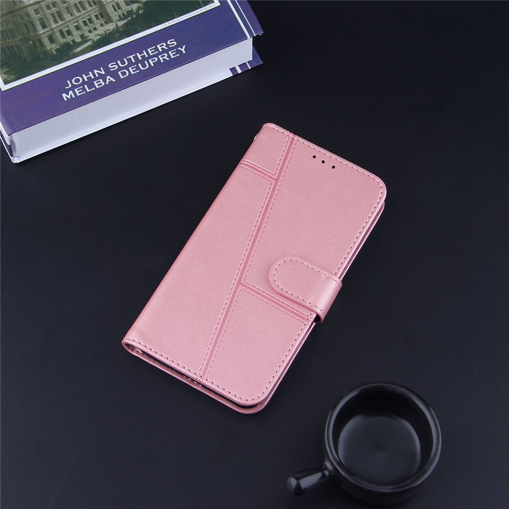 Concise Splicing Leather Phone Cover Stand Case with Wallet and Strap for Samsung Galaxy A52 4G/5G / A52s 5G