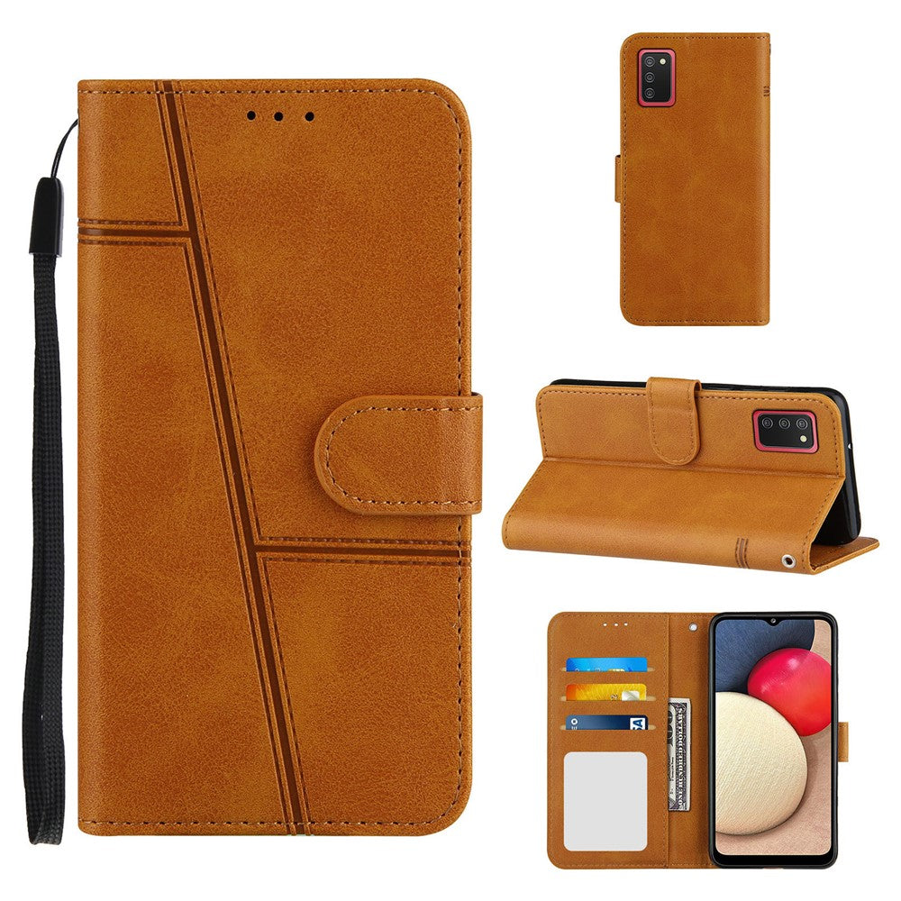 Splidselæder Telefoncover Pung Etui med Stand og Rem til Samsung Galaxy A002s (164.2mm)