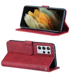 Full Protection Splicing Leather Phone Cover Case with Wallet Stand for Samsung Galaxy S21 Ultra 5G