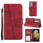 Full Protection Splicing Leather Phone Cover Case with Wallet Stand for Samsung Galaxy S21 Ultra 5G