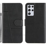 Full Protection Splicing Leather Phone Cover Case with Wallet Stand for Samsung Galaxy S21 Ultra 5G