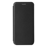 For Samsung Galaxy A22 4G (EU Version) Auto-absorbed Leather Case Carbon Fiber Texture Shock-proof Flip Cover with Card Holder and Ring Strap
