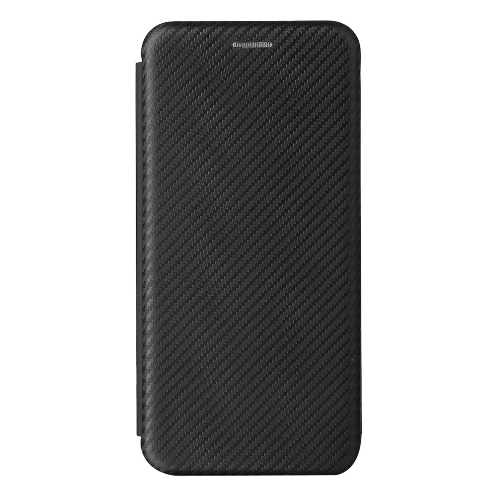For Samsung Galaxy A22 4G (EU Version) Auto-absorbed Leather Case Carbon Fiber Texture Shock-proof Flip Cover with Card Holder and Ring Strap