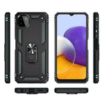 Shock-Absorbed PC + TPU Combo Hybrid Phone Shell with Ring Kickstand for Samsung Galaxy A22 5G (EU Version)