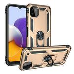 Shock-Absorbed PC + TPU Combo Hybrid Phone Shell with Ring Kickstand for Samsung Galaxy A22 5G (EU Version)