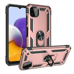 Shock-Absorbed PC + TPU Combo Hybrid Phone Shell with Ring Kickstand for Samsung Galaxy A22 5G (EU Version)