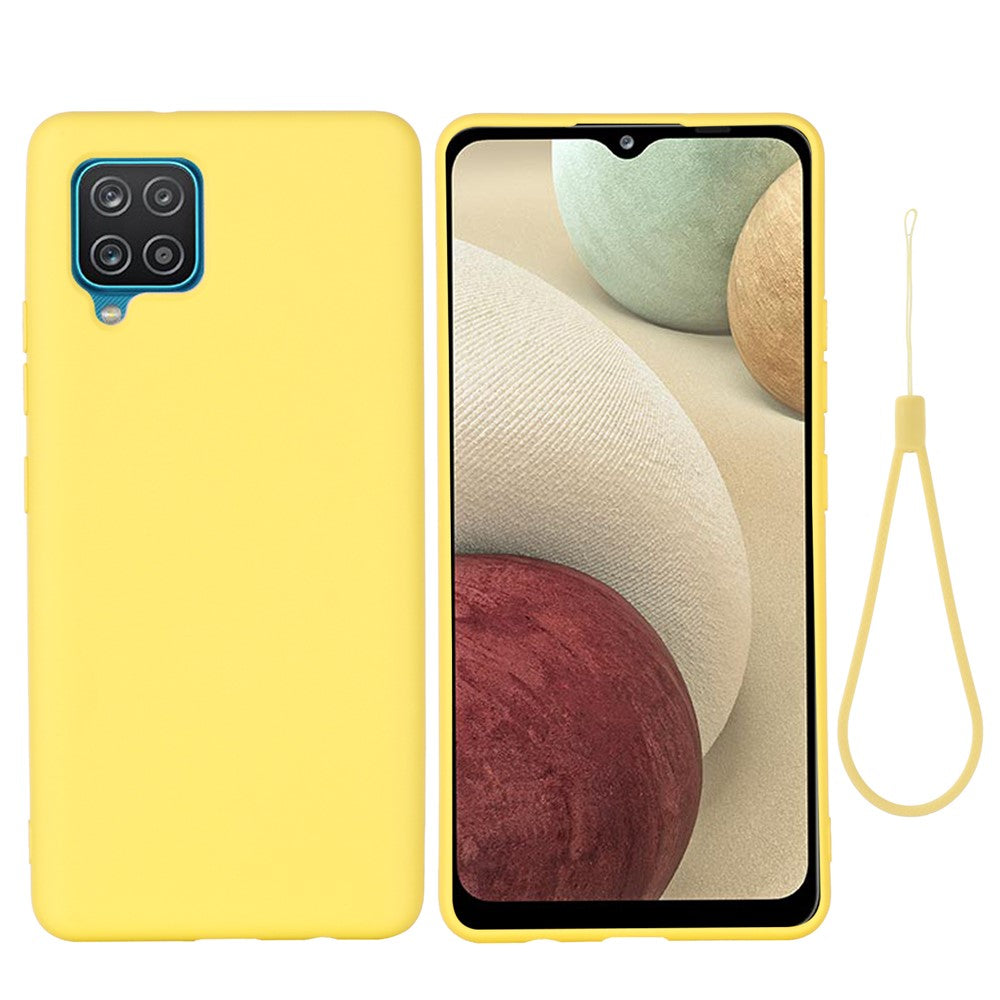 Soft Silicone Mobile Phone Back Case Cover Shell with Lanyard for Samsung Galaxy A22 4G (EU Version)