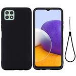 Til Samsung Galaxy A22 5G (EU-version) Flydende Silikone Telefoncover Stødsikkert Beskyttelsescover med Praktisk Rem