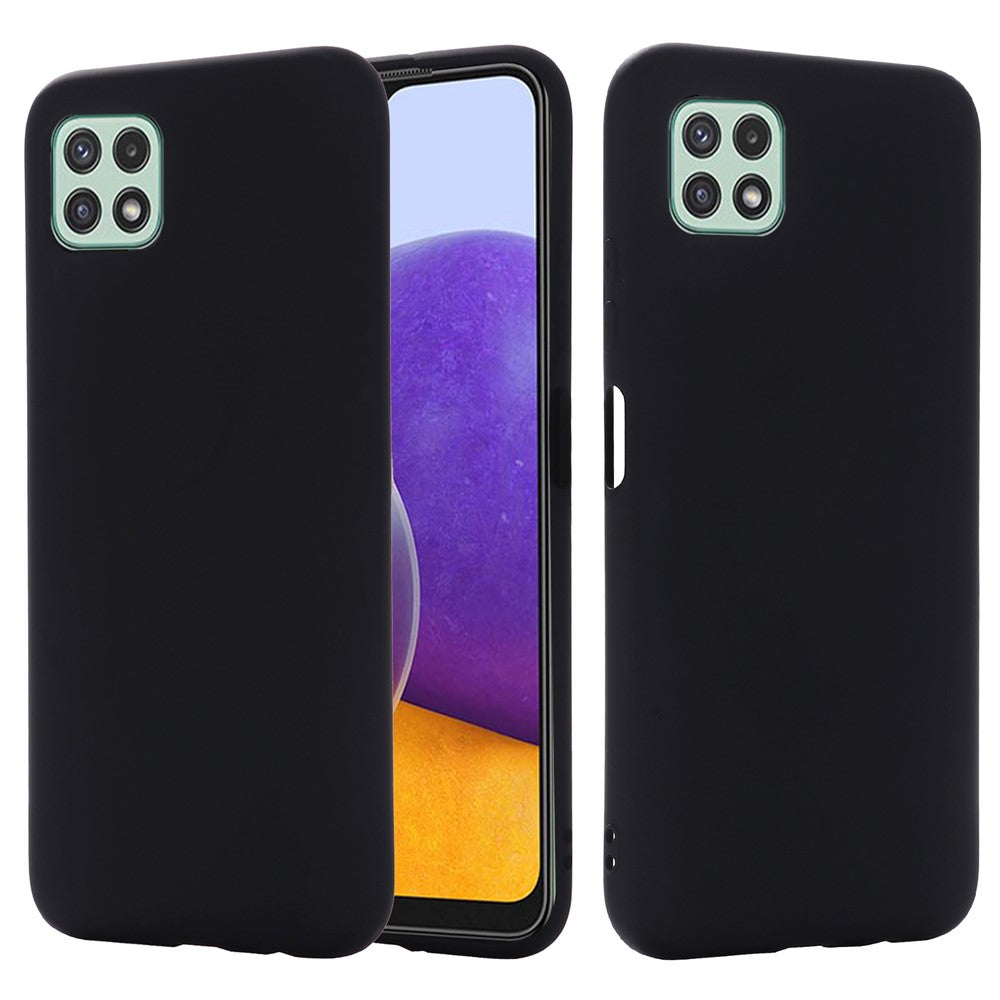 Til Samsung Galaxy A22 5G (EU-version) Flydende Silikone Telefoncover Stødsikkert Beskyttelsescover med Praktisk Rem