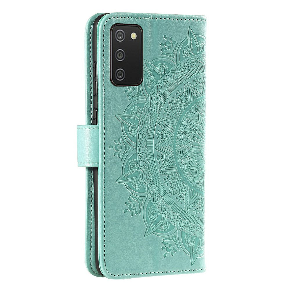 Imprinted Mandala Flower Wallet Leather Stand Case for Samsung Galaxy A03s (166.5mm)