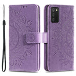 Imprinted Mandala Flower Wallet Leather Stand Case for Samsung Galaxy A03s (166.5mm)