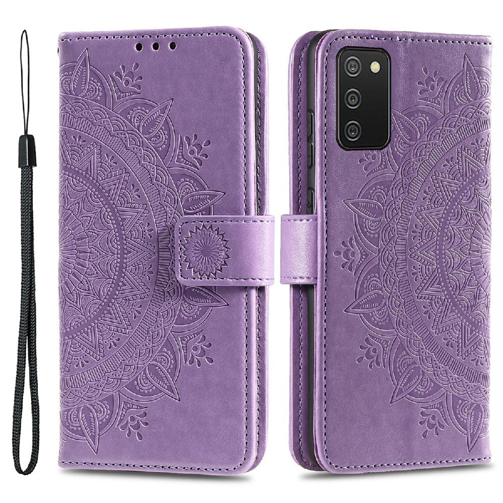 Imprinted Mandala Flower Wallet Leather Stand Case for Samsung Galaxy A03s (166.5mm)