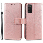 Imprinted Mandala Flower Wallet Leather Stand Case for Samsung Galaxy A03s (166.5mm)