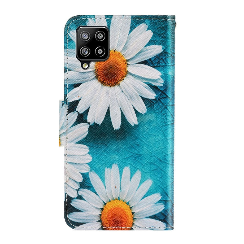 Mønstertryk Design Premium PU Læder Magnetisk Klap Flip Folio Beskyttende Pung Stander Cover til Samsung Galaxy A22 4G (EU Version)