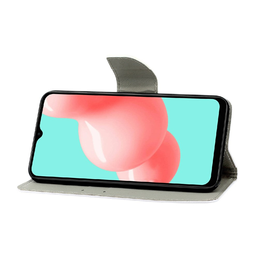 Mønstertryk Design Premium PU Læder Magnetisk Klap Flip Folio Beskyttende Pung Stander Cover til Samsung Galaxy A22 4G (EU Version)