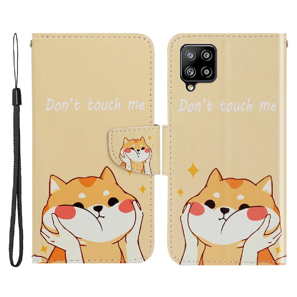 Mønstertryk Design Premium PU Læder Magnetisk Klap Flip Folio Beskyttende Pung Stander Cover til Samsung Galaxy A22 4G (EU Version)
