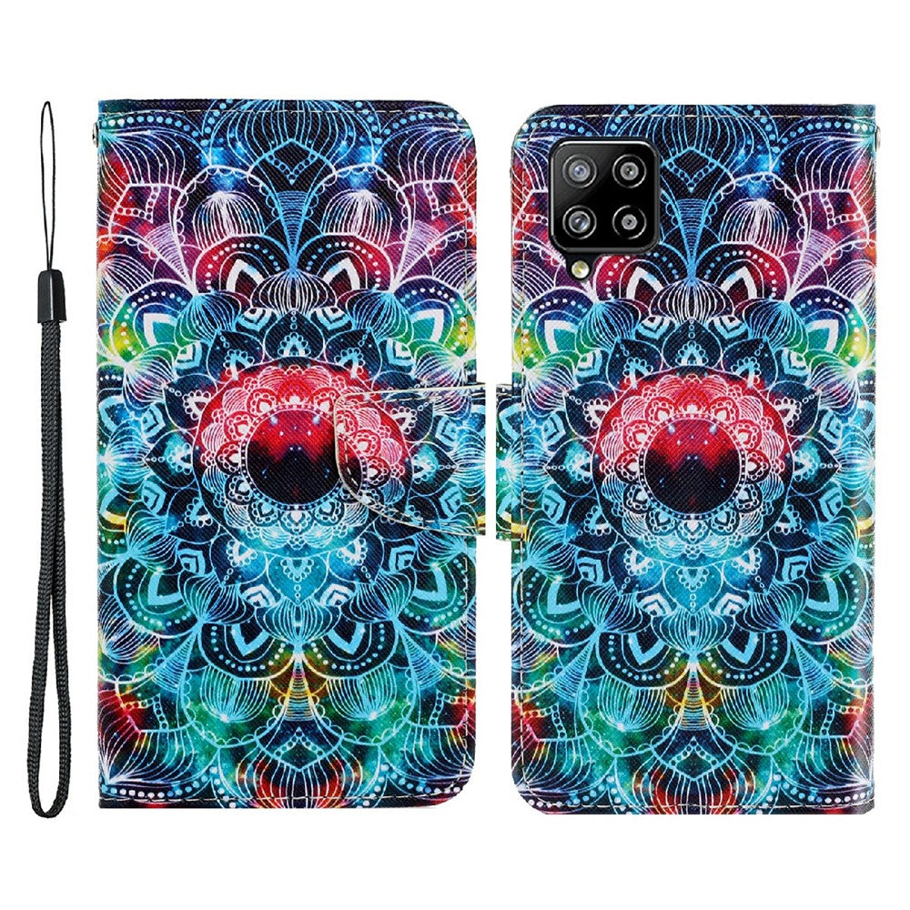 Mønstertryk Design Premium PU Læder Magnetisk Klap Flip Folio Beskyttende Pung Stander Cover til Samsung Galaxy A22 4G (EU Version)